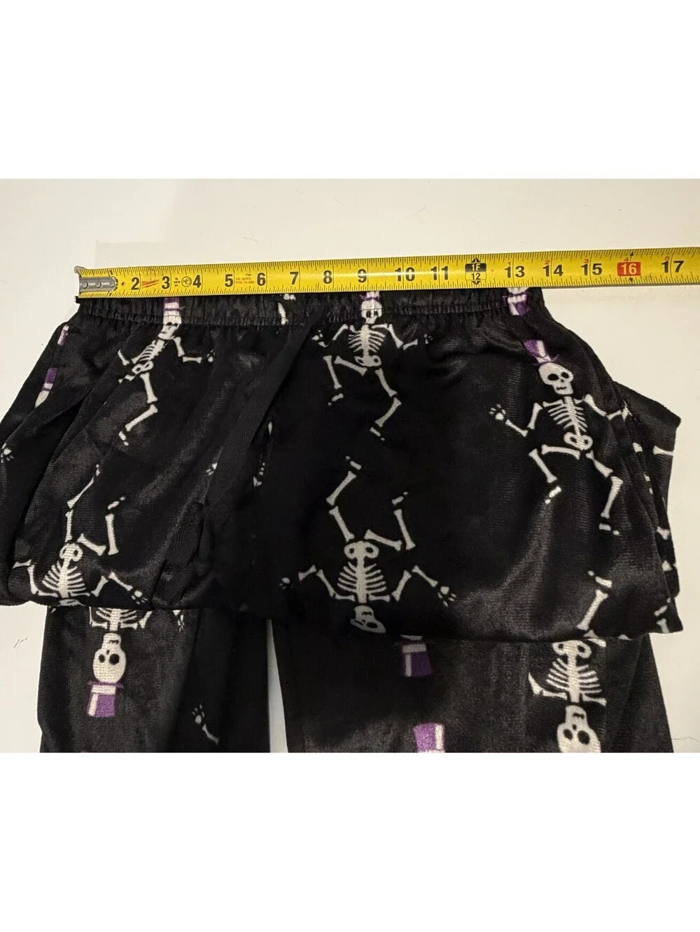 Mens Skeleton Print Fleece Sleepwear Pajama Pant Halloween Black Size Small